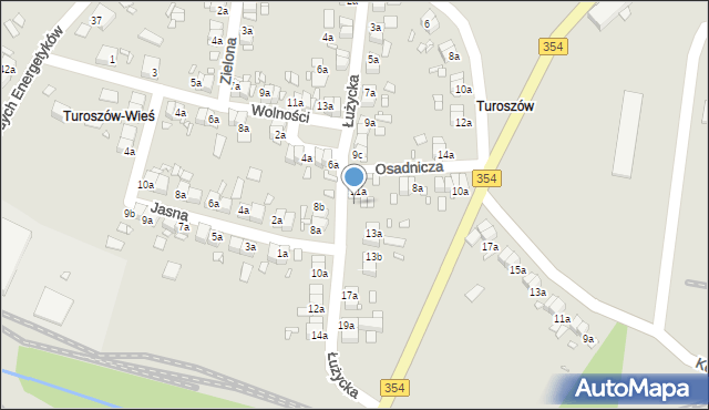 Bogatynia, Łużycka, 11b, mapa Bogatynia