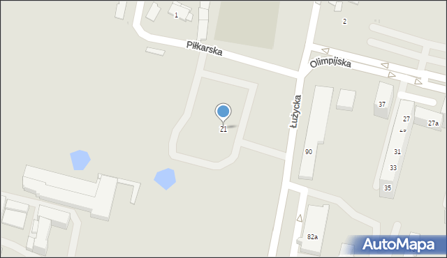 Bytom, Łużycka, 21, mapa Bytomia