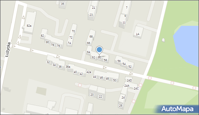 Bytom, Łużycka, 60, mapa Bytomia