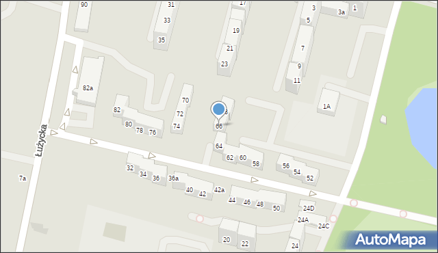 Bytom, Łużycka, 66, mapa Bytomia