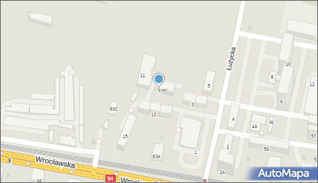 Bytom, Łużycka, 7, mapa Bytomia