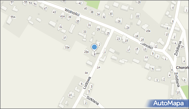 Choroń, Ludowa, 4, mapa Choroń
