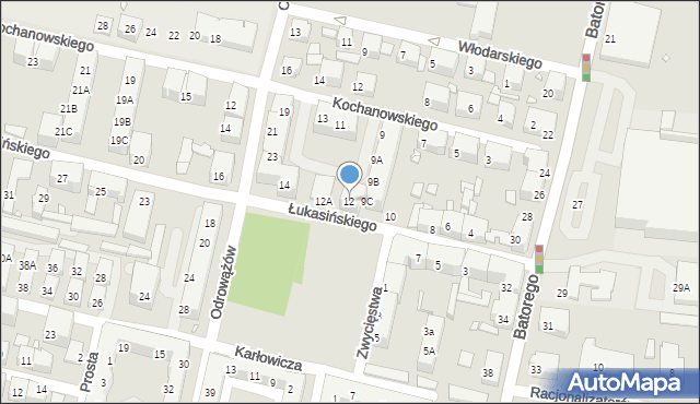 Chorzów, Łukasińskiego Waleriana, mjr., 12, mapa Chorzów