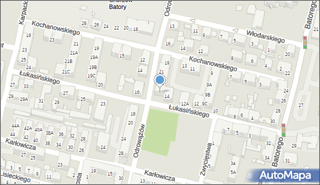 Chorzów, Łukasińskiego Waleriana, mjr., 16, mapa Chorzów