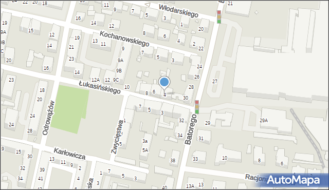 Chorzów, Łukasińskiego Waleriana, mjr., 4, mapa Chorzów