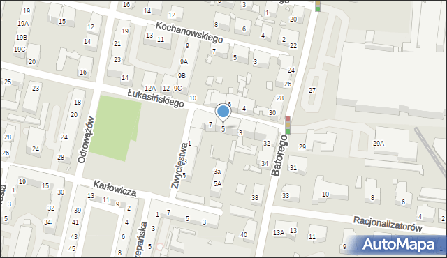 Chorzów, Łukasińskiego Waleriana, mjr., 5, mapa Chorzów