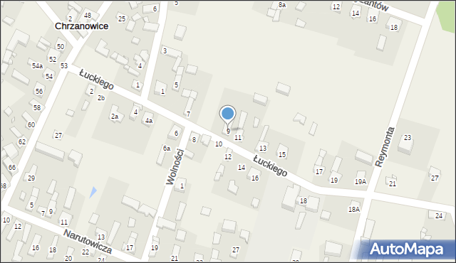 Chrzanowice, Łuckiego Włodzimierza, 9, mapa Chrzanowice