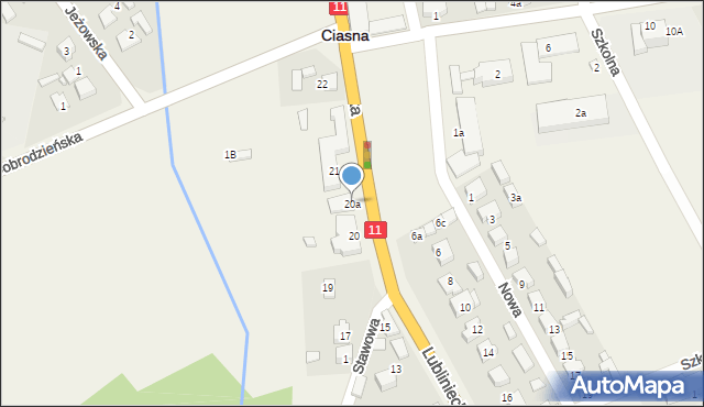 Ciasna, Lubliniecka, 20a, mapa Ciasna