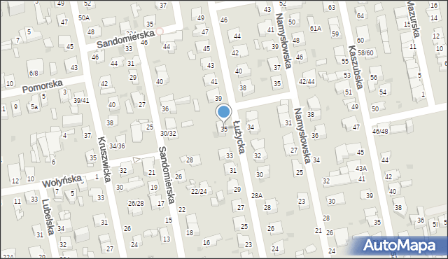 Częstochowa, Łużycka, 35, mapa Częstochowy