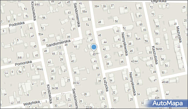 Częstochowa, Łużycka, 43, mapa Częstochowy