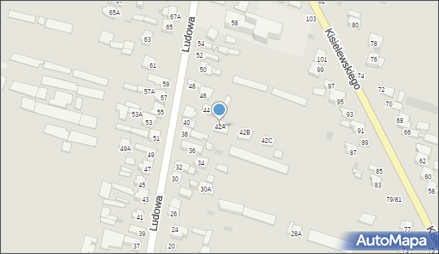 Częstochowa, Ludowa, 42A, mapa Częstochowy