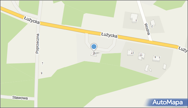 Dąbie, Łużycka, 15, mapa Dąbie