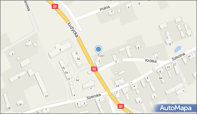 Dąbie, Łużycka, 1a, mapa Dąbie