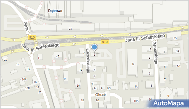 Dąbrowa Górnicza, Łukasińskiego, 1, mapa Dąbrowa Górnicza