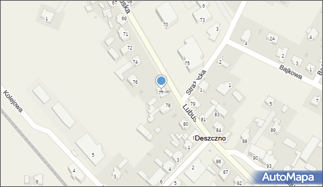 Deszczno, Lubuska, 77, mapa Deszczno