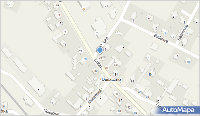 Deszczno, Lubuska, 79, mapa Deszczno