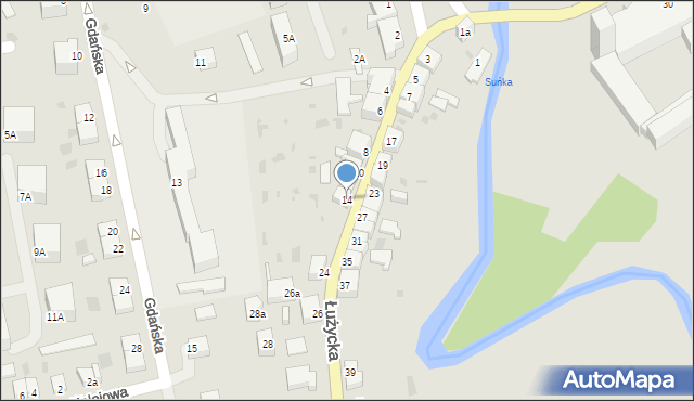 Dobre Miasto, Łużycka, 14, mapa Dobre Miasto