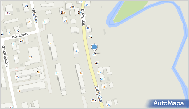 Dobre Miasto, Łużycka, 45, mapa Dobre Miasto