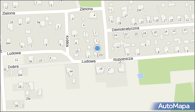 Dobroń, Ludowa, 1, mapa Dobroń