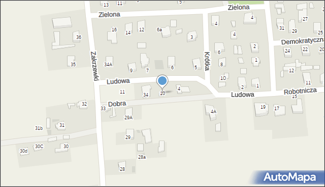 Dobroń, Ludowa, 10, mapa Dobroń