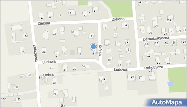 Dobroń, Ludowa, 5, mapa Dobroń