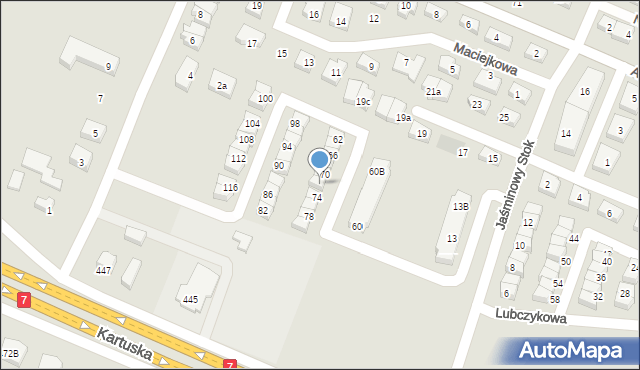 Gdańsk, Lubczykowa, 72, mapa Gdańska