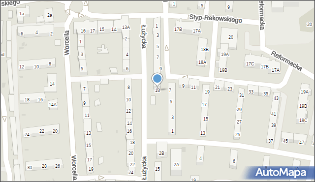 Gdańsk, Łużycka, 13, mapa Gdańska