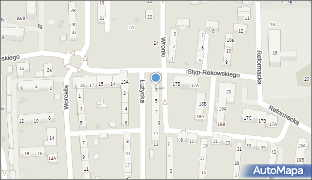 Gdańsk, Łużycka, 3, mapa Gdańska