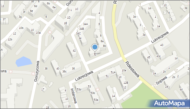 Gdynia, Lukrecjowa, 32, mapa Gdyni