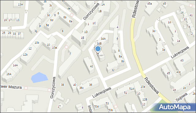 Gdynia, Lukrecjowa, 34D, mapa Gdyni