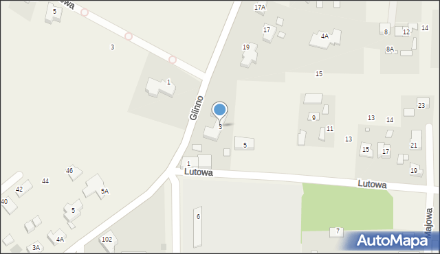 Glinno, Lutowa, 3, mapa Glinno