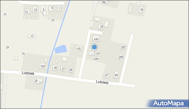 Glinno, Lutowa, 43A, mapa Glinno