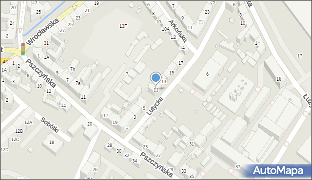 Gliwice, Lutycka, 11, mapa Gliwic