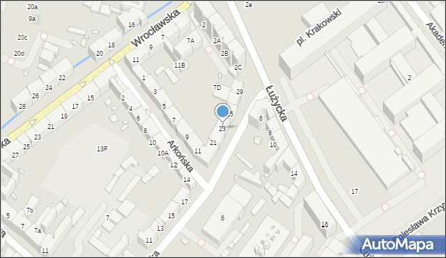 Gliwice, Lutycka, 23, mapa Gliwic
