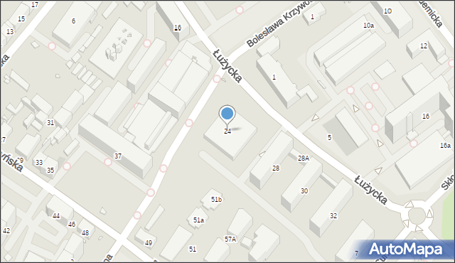 Gliwice, Łużycka, 24, mapa Gliwic