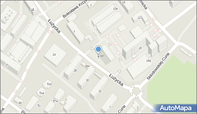 Gliwice, Łużycka, 5, mapa Gliwic