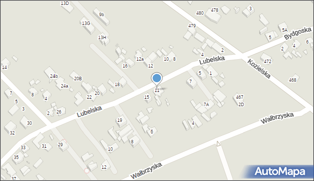 Gliwice, Lubelska, 11, mapa Gliwic