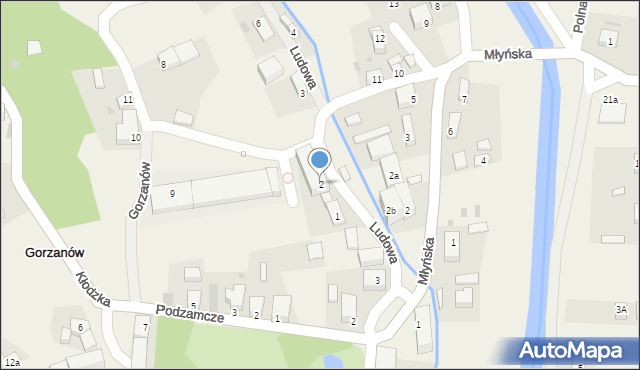 Gorzanów, Ludowa, 2, mapa Gorzanów