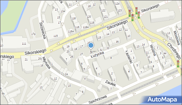 Gorzów Wielkopolski, Łużycka, 29, mapa Gorzów Wielkopolski