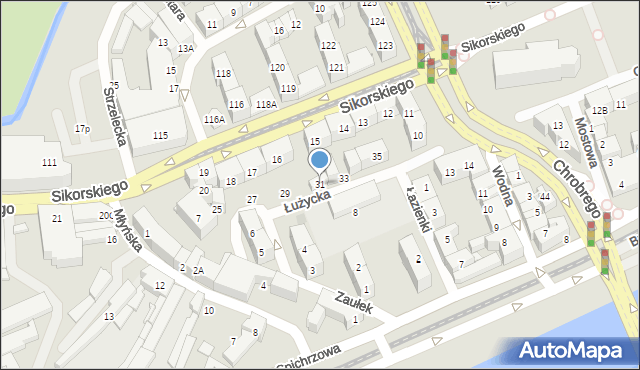 Gorzów Wielkopolski, Łużycka, 31, mapa Gorzów Wielkopolski