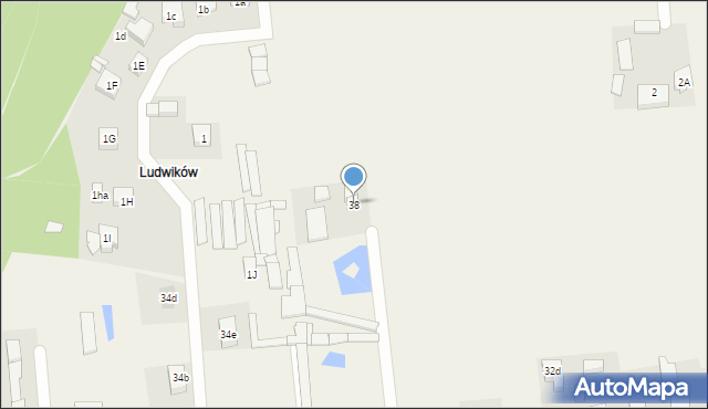 Grabowiec, Ludwików, 38, mapa Grabowiec