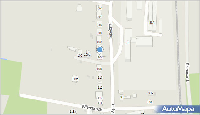 Gryfino, Łużycka, 104, mapa Gryfino