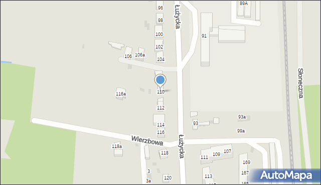 Gryfino, Łużycka, 110, mapa Gryfino