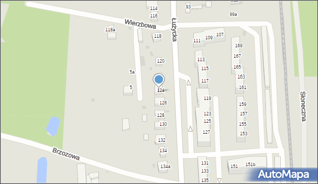 Gryfino, Łużycka, 124a, mapa Gryfino