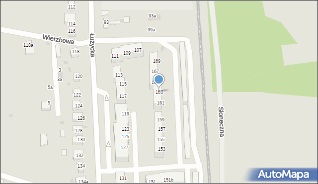 Gryfino, Łużycka, 163, mapa Gryfino