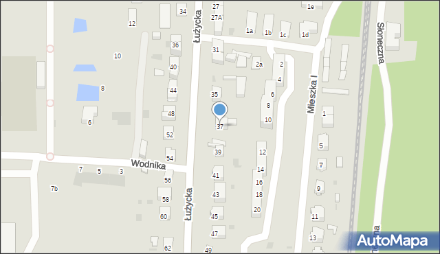 Gryfino, Łużycka, 37, mapa Gryfino