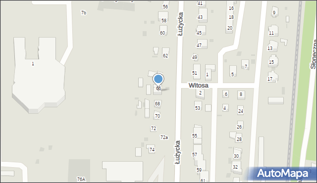 Gryfino, Łużycka, 66a, mapa Gryfino