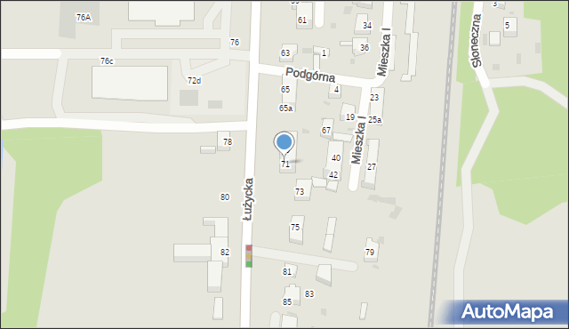 Gryfino, Łużycka, 71, mapa Gryfino