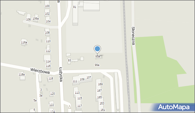 Gryfino, Łużycka, 93a, mapa Gryfino