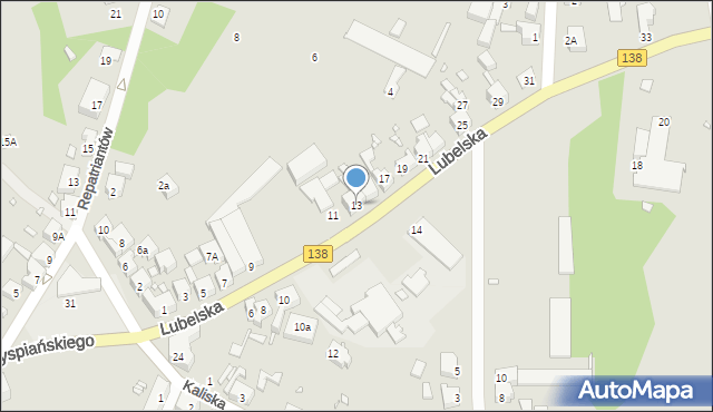 Gubin, Lubelska, 13, mapa Gubin